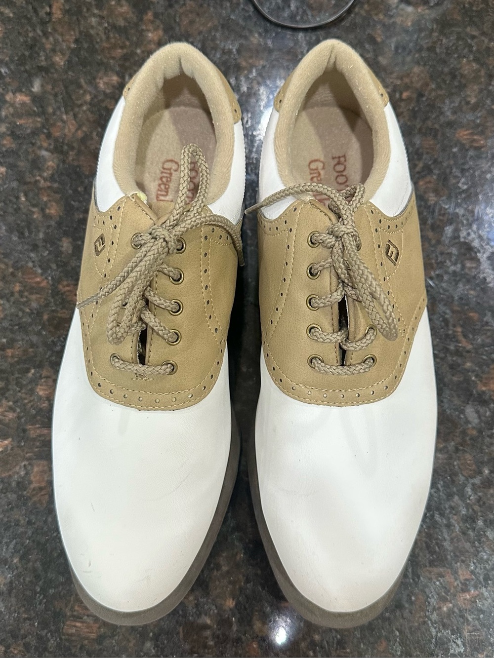 FootJoy White and Tan Women's Athletic Golf Saddle Shoes
